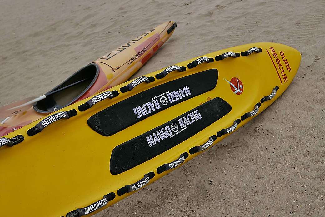 Watersports gear and equipment on the beach